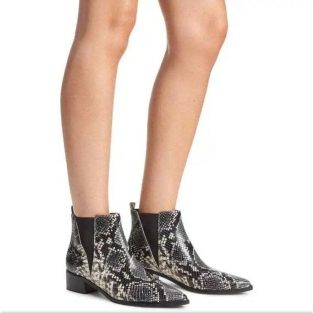 Snakeskin Ankle Boots - Black and White - Picture 2 of 11